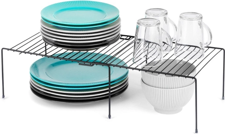 Étagère de cuisine métallique extensible 34,5–48 cm, noire