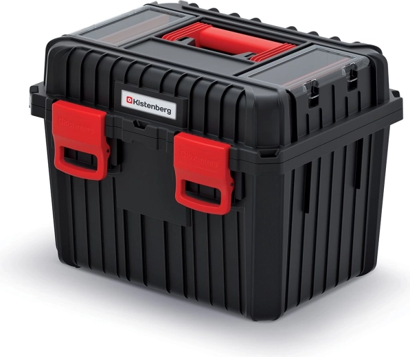 Heavy Tool Box Black 445 × 360 × 337 mm with Lid Compartments