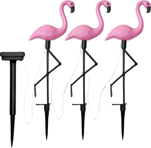 ZD50K LAMPE SOLAIRE FLAMANT ROSE GRANDE 3 PCS.