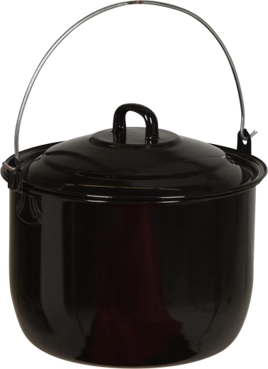 Hanging enamel pot 24 cm with lid, 6.7 l, black