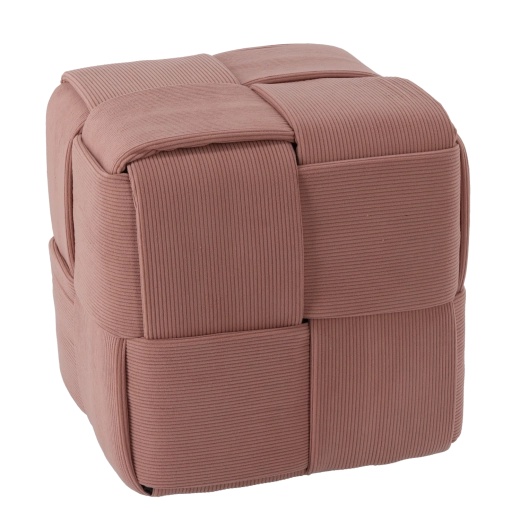Pink knitted cube pouf 39 × 39 × 39 cm