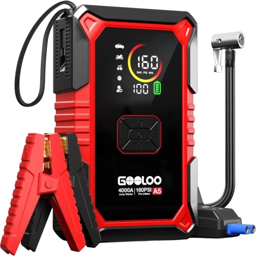 Gooloo A5 2-in-1-Starthilfe mit Kompressor und Powerbank