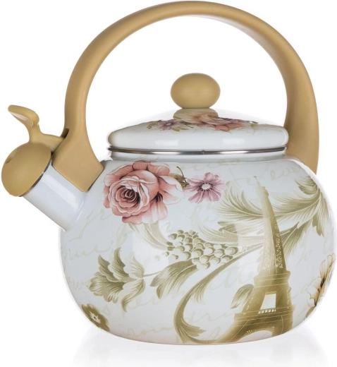 Pfeifende emaillierte Teekanne PARIS 2,2 l, Durchmesser 19 cm