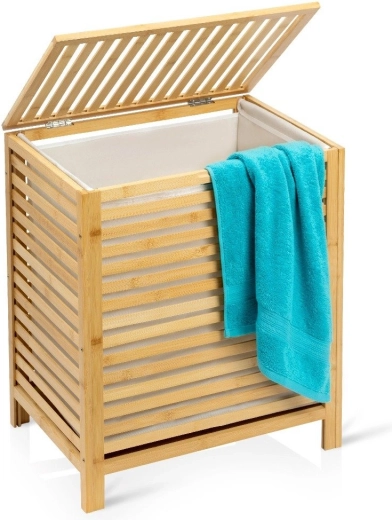 Bamboe wasmand met deksel 60 l
