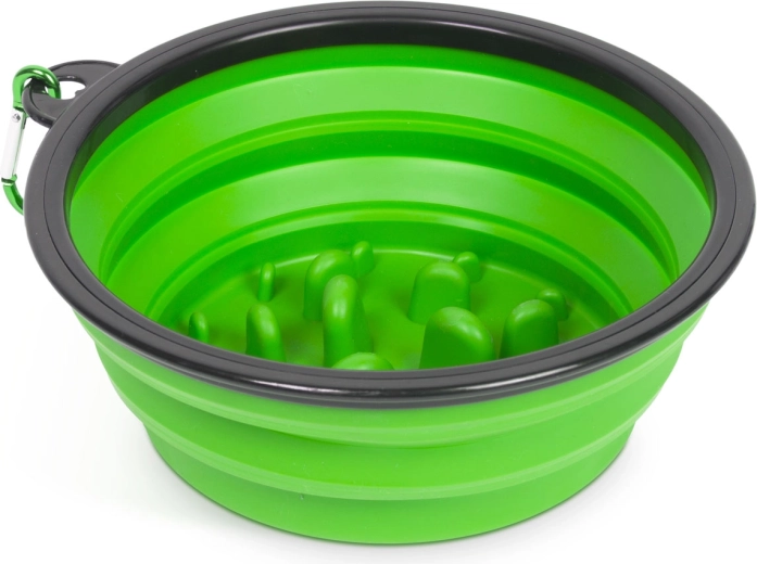 Écuelle anti-glouton pliable pour chiens, verte, 1000 ml