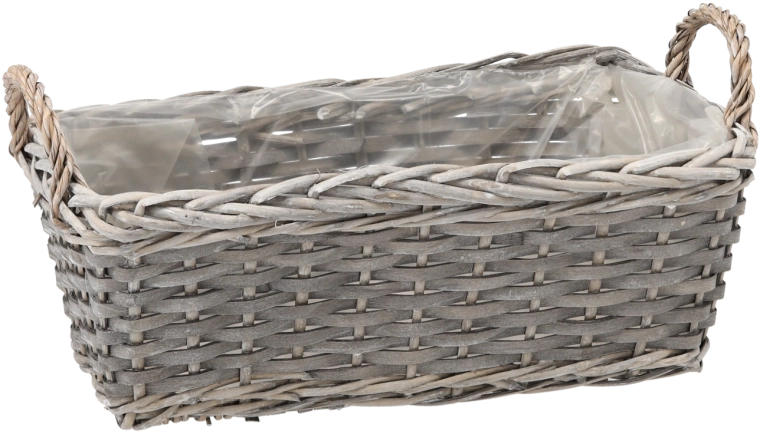 Jardinière rectangulaire en osier 38 × 19 × 14 cm, gris