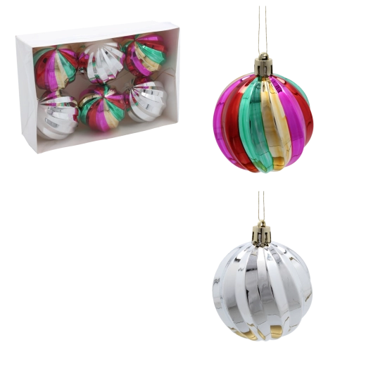 Set de boules de Noël en forme de citrouille 6 cm, assortiment de couleurs (6 pcs)