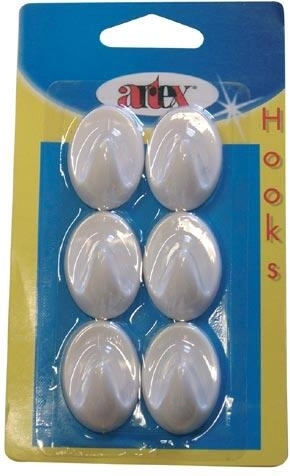 Zelfklevende ovale haakjes klein, wit (6 stuks)