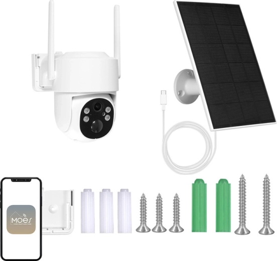 Caméra IP Wi‑Fi extérieure Moes 4 Mpx avec panneau solaire et PTZ