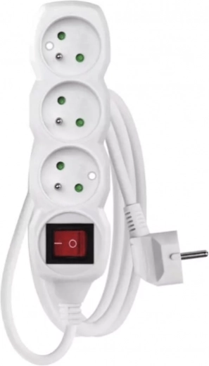 EMOS Extension Lead with Switch, 3 Sockets, 1.5 m, White