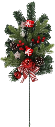 Kerstdecoratieve tak 60 cm wit‑rood