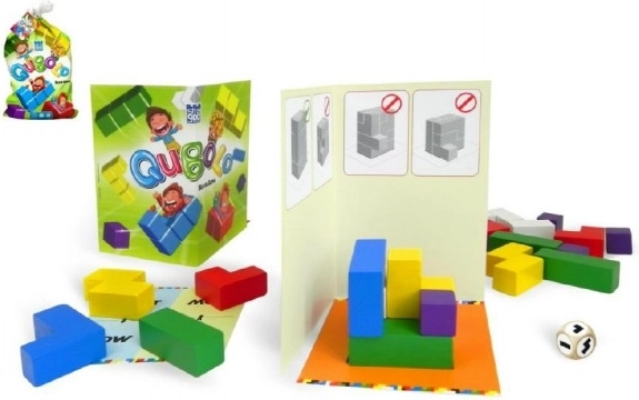 Qubolo gezelschapsspel met houten blokken in stoffen zakje