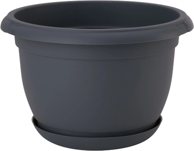 Plastic Flower Pot Malta 24 cm with Saucer, Anthracite