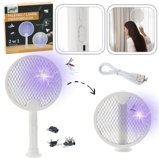 Tapette électrique anti-insectes 2-en-1 avec UV LED et USB‑C