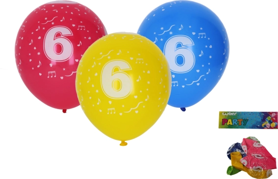Ballons 30 cm avec le chiffre 6 – lot de 5 pcs
