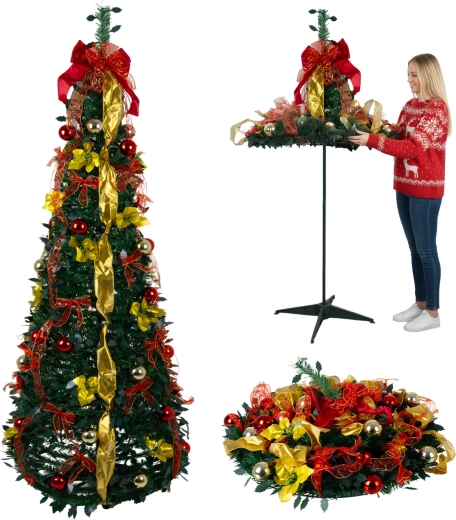 Foldable artificial Christmas tree Ruhhy with decorations 180 cm - 1 piece