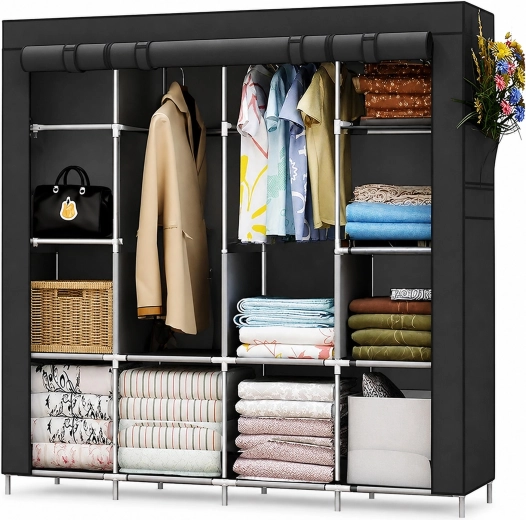 Grande armoire textile pliante pour vêtements 175 × 45 × 170 cm