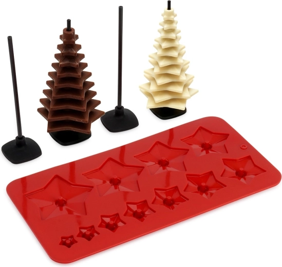 Moule en silicone pour chocolat – sapin de Noël, set de 9 pièces