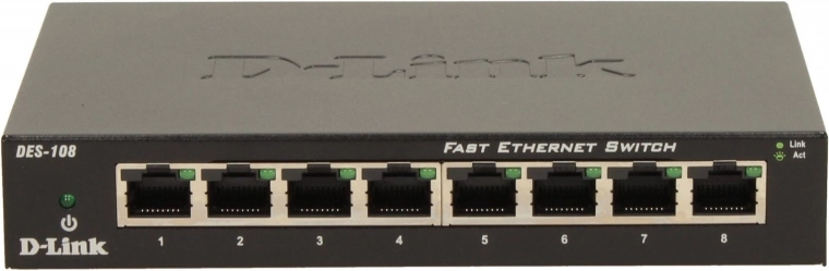 D-Link DES-108 8-poorts Fast Ethernet-switch in metalen behuizing