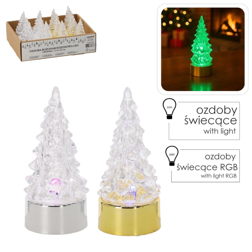 Mini sapin de Noël LED sur socle, éclairage multicolore, 9,5 cm