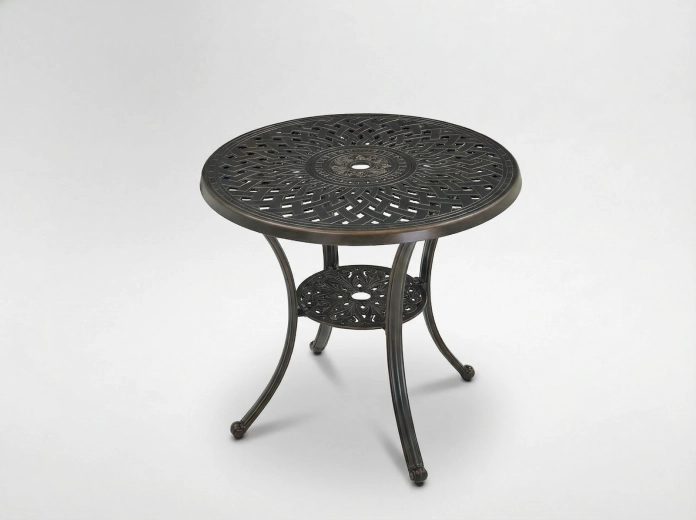 Aluminium tuintafel MONDRICH, antiek brons, rond Ø78 × 70 cm