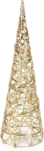 Illuminated Christmas Tree Cone, Gold, 40 cm, 20 LED Lights