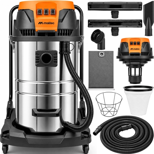 Maltec TurboVac industriële stofzuiger 3000 W, 80 l INOX