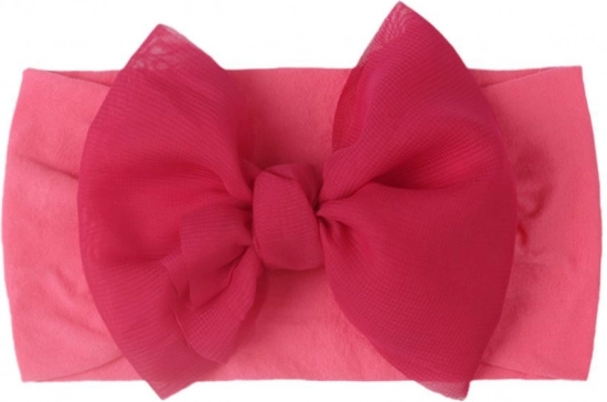 Children's headband with bow - dark pink, wide