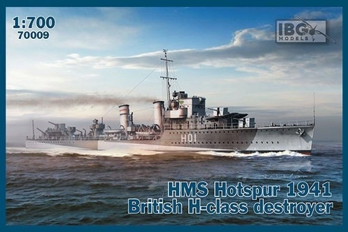 Plastic model van het schip HMS Hotspur (1941) – torpedobootjager van de H‑klasse