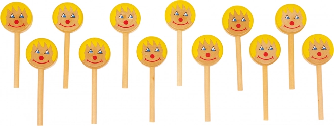 Sucettes en bois joyeuses 12 pcs