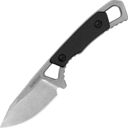 Kershaw Brace – neck knife, 5.1 cm, stonewash, black GFN, plastic sheath