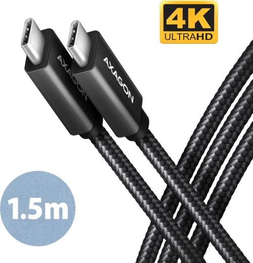 AXAGON BUCM32 USB‑C cable 3.2 Gen 2x2 20 Gb/s, 4K/60 Hz, PD 100 W, 1.5 m, braided