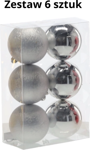 Set aus 6 Weihnachtskugeln 8 cm – silbern, unzerbrechlich