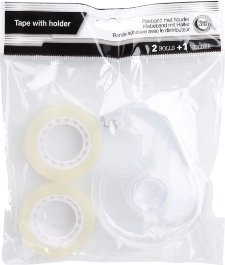 Klebeband 18 mm × 30 m mit Abroller, transparent, Set 2 Stk.