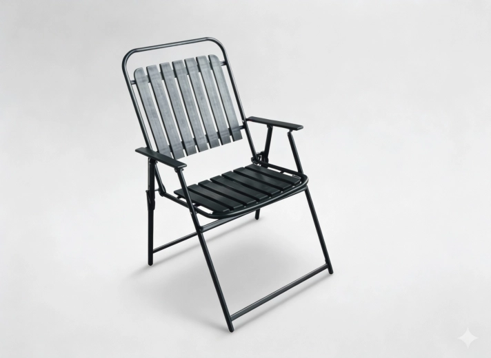 Black folding garden chair 63 × 55 × 90 cm