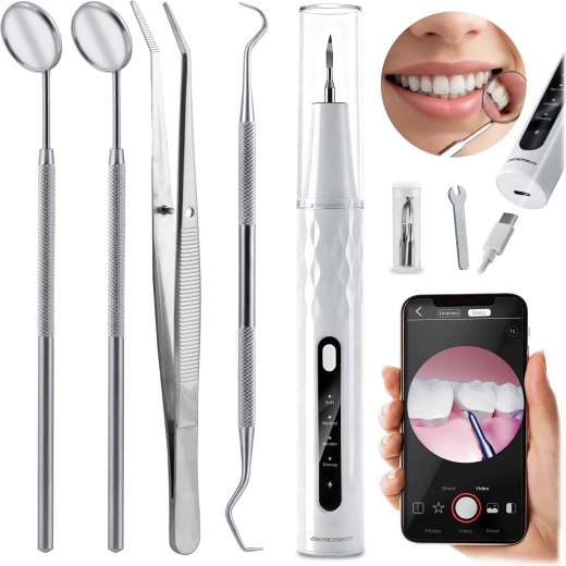Détartreur ultrasonique avec caméra intégrée BERDSEN – 4 modes, lumière LED, USB‑C