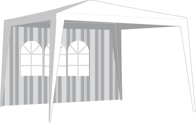 Seitenwand für Pavillon 295 × 190 cm mit Fenstern – weiß‑grüne Streifen