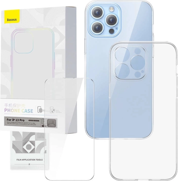 Transparent case and tempered glass BASEUS Corning for iPhone 13 Pro