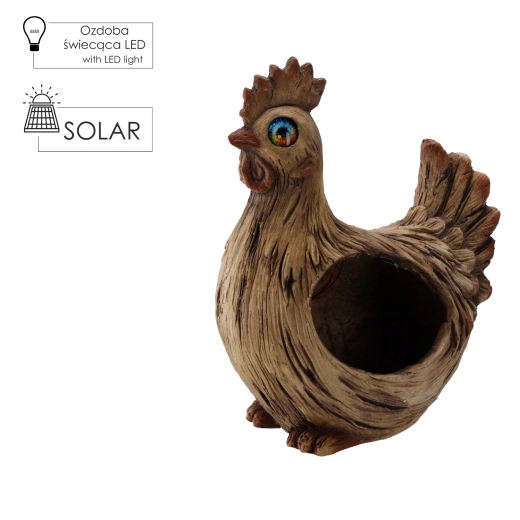 Jardinière de jardin coq avec éclairage LED solaire 29,5 × 20 × 38 cm