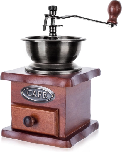 Handkaffeemühle CAFE aus Holz und Metall mit keramischem Mahlwerk