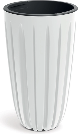 White plastic flower pot WARIO 29 cm with insert