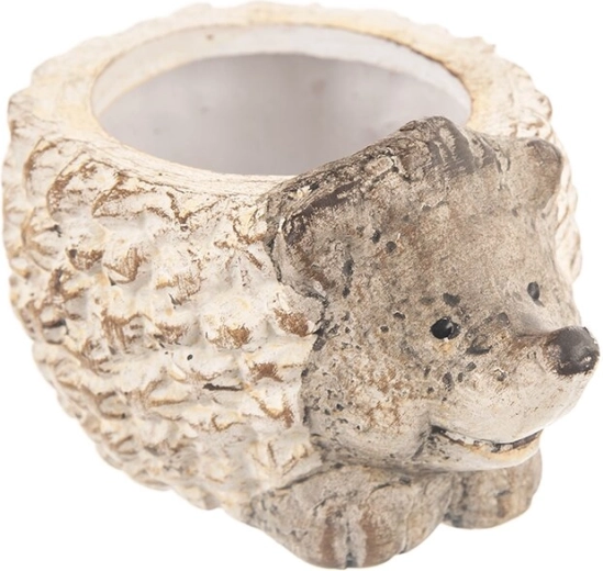 Cache-pot décoratif en forme de hérisson en polyrésine avec décor effet galets