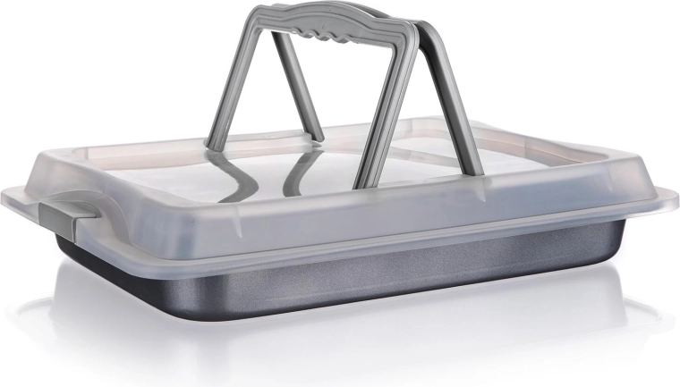 Plaque de cuisson antiadhésive avec couvercle 42 × 29 × 4 cm