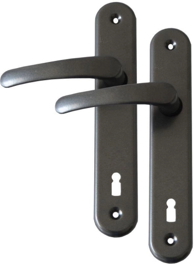 MICHAELA door hardware handle with key, 90 mm spacing, grey