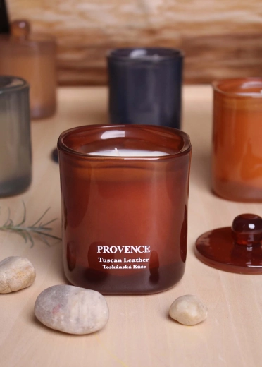 Bougie parfumée en verre Provence Tuscan Leather 25 heures