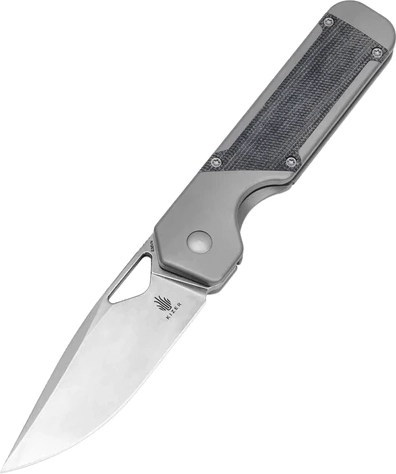 Kizer Militaw zakmes 8,5 cm, stonewash, titaan en micarta