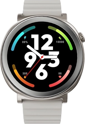Montre connectée Aurora avec écran AMOLED et IA, argentée