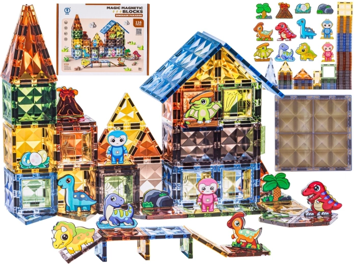 Magnetic building blocks Dinosaur Park 116 pieces