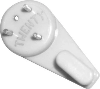 Universele plastic haken TWENTY, wit, 5 stuks