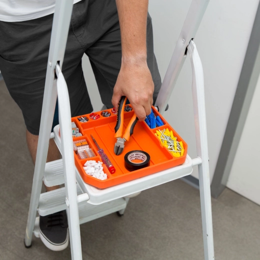 Rubber tool organizer with compartments and ruler